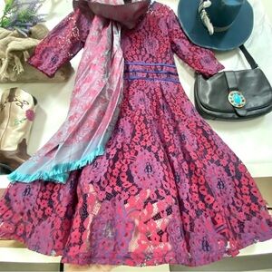 Dreamy purple/magenta boho LACE Miusol Pink  intricate boho dress